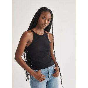 ARITZIA DENIM FORUM The Jane Rib Tank Top Womens XS Black Sleeveless Ribbed Knit